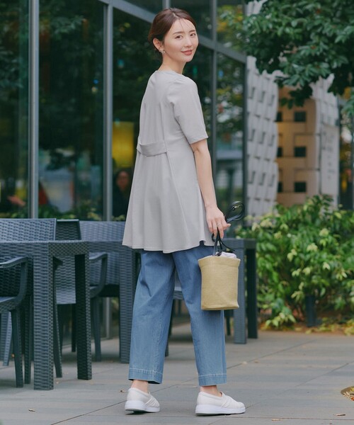 Tiaclasse(ティアクラッセ)の「【おのののかさん着用】TCデニム切替ワイドストレートパンツ(その他パンツ・レディース・ネイビー/サックスブルー・S/M/L)」の14枚目の写真