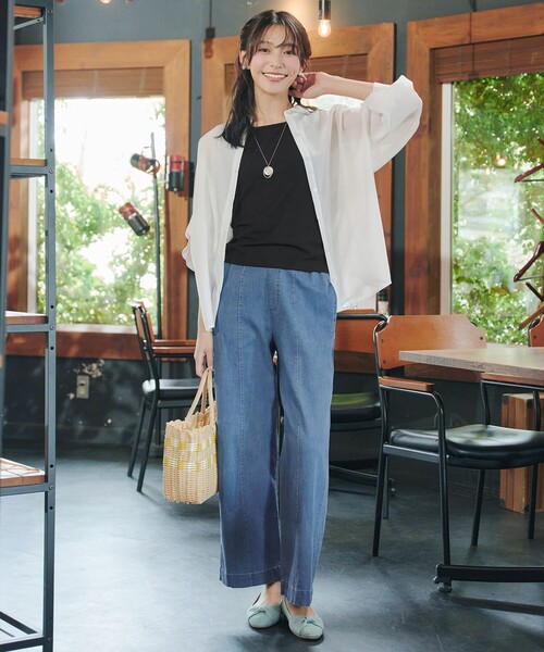 Tiaclasse(ティアクラッセ)の「【おのののかさん着用】TCデニム切替ワイドストレートパンツ(その他パンツ・レディース・ネイビー/サックスブルー・S/M/L)」の13枚目の写真