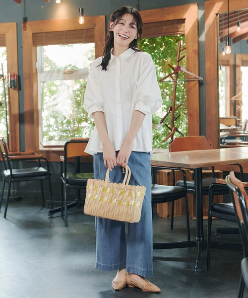 Tiaclasse(ティアクラッセ)の「【おのののかさん着用】TCデニム切替ワイドストレートパンツ(その他パンツ・レディース・ネイビー/サックスブルー・S/M/L)」の11枚目の写真