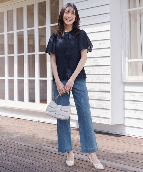 Tiaclasse(ティアクラッセ)の「【おのののかさん着用】TCデニム切替ワイドストレートパンツ(その他パンツ・レディース・ネイビー/サックスブルー・S/M/L)」の8枚目の写真