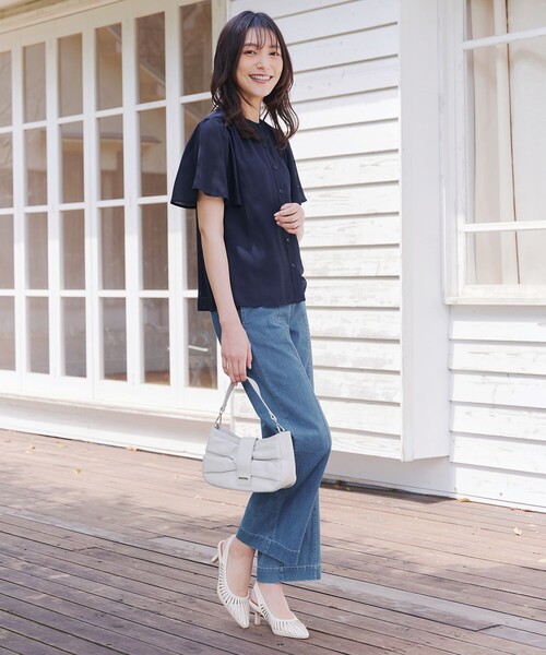 Tiaclasse(ティアクラッセ)の「【おのののかさん着用】TCデニム切替ワイドストレートパンツ(その他パンツ・レディース・ネイビー/サックスブルー・S/M/L)」の3枚目の写真