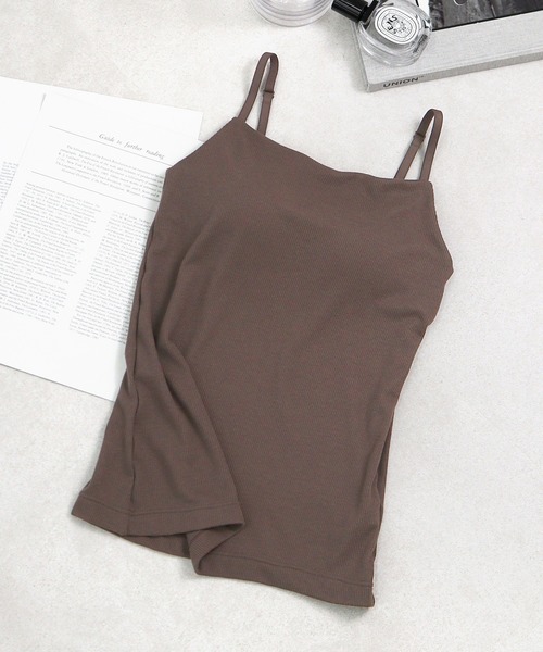 tu-hacci（ツーハッチ）の「【170万枚突破！】おしゃれもブラもね。BRAmoneなら一枚でナチュ盛りが叶う！胸元隠しリブレースキャミソール（ノンワイヤーtype）（キャミソール・レディース・アッシュブラウン/ブラック/ライム/チャコールグレー・L/MG/M/SG/S/XL/LG）」の9枚目の写真