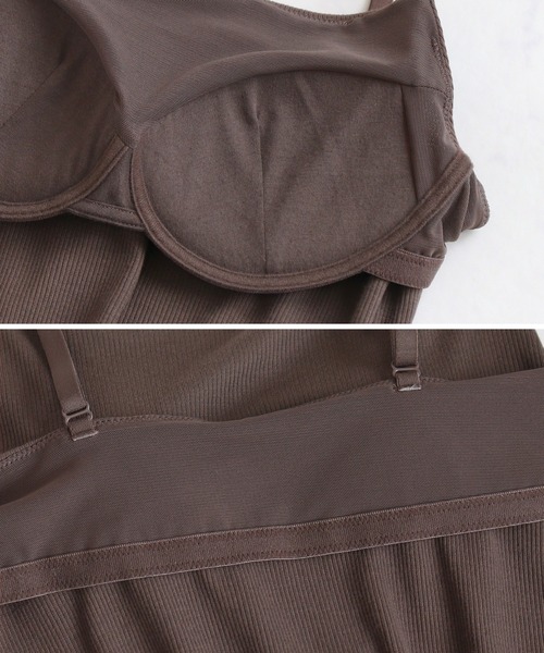 tu-hacci（ツーハッチ）の「【170万枚突破！】おしゃれもブラもね。BRAmoneなら一枚でナチュ盛りが叶う！胸元隠しリブレースキャミソール（ノンワイヤーtype）（キャミソール・レディース・アッシュブラウン/ブラック/ライム/チャコールグレー・L/MG/M/SG/S/XL/LG）」の7枚目の写真