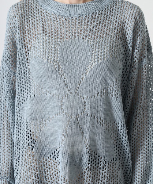 FUNALIVE（ファンアライブ）の「Flower motif mesh knit / 7GGフラワーモチーフメッシュニット unisex（Tシャツ/カットソー・メンズ・ホワイト/ブラック/ブルーグレー・M/L）」の18枚目の写真