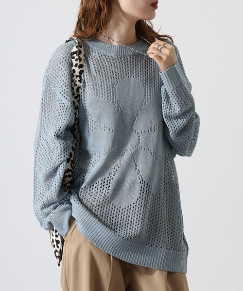 FUNALIVE（ファンアライブ）の「Flower motif mesh knit / 7GGフラワーモチーフメッシュニット unisex（Tシャツ/カットソー・メンズ・ホワイト/ブラック/ブルーグレー・M/L）」の12枚目の写真
