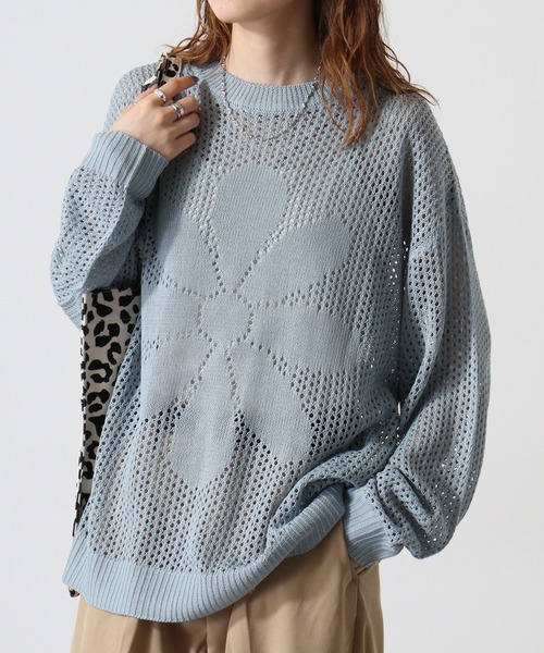 FUNALIVE（ファンアライブ）の「Flower motif mesh knit / 7GGフラワーモチーフメッシュニット unisex（Tシャツ/カットソー・メンズ・ホワイト/ブラック/ブルーグレー・M/L）」の10枚目の写真