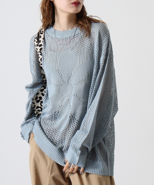 FUNALIVE（ファンアライブ）の「Flower motif mesh knit / 7GGフラワーモチーフメッシュニット unisex（Tシャツ/カットソー・メンズ・ホワイト/ブラック/ブルーグレー・M/L）」の11枚目の写真