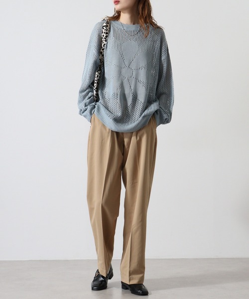 FUNALIVE（ファンアライブ）の「Flower motif mesh knit / 7GGフラワーモチーフメッシュニット unisex（Tシャツ/カットソー・メンズ・ホワイト/ブラック/ブルーグレー・M/L）」の13枚目の写真