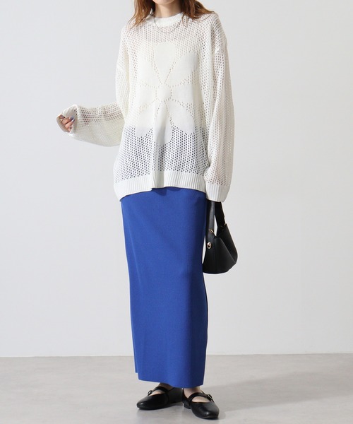 FUNALIVE（ファンアライブ）の「Flower motif mesh knit / 7GGフラワーモチーフメッシュニット unisex（Tシャツ/カットソー・メンズ・ホワイト/ブラック/ブルーグレー・M/L）」の8枚目の写真