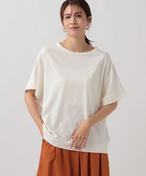 Elura(エルーラ)の「<梅雨時期でも快適>落ち感クループルオーバー(Tシャツ/カットソー・レディース・ライトブルー/ホワイト/ネイビー・FREE)」の14枚目の写真