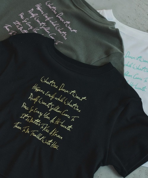 Unitage(ユニテージ)の「プリントショートTEE(Tシャツ/カットソー・レディース・カーキ/ホワイト/ブラック・FREE)」の2枚目の写真