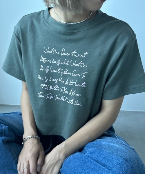 Unitage(ユニテージ)の「プリントショートTEE(Tシャツ/カットソー・レディース・カーキ/ホワイト/ブラック・FREE)」の7枚目の写真