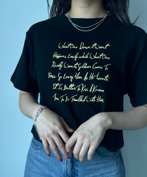 Unitage(ユニテージ)の「プリントショートTEE(Tシャツ/カットソー・レディース・カーキ/ホワイト/ブラック・FREE)」の5枚目の写真