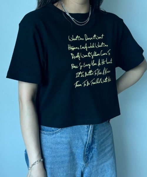 Unitage(ユニテージ)の「プリントショートTEE(Tシャツ/カットソー・レディース・カーキ/ホワイト/ブラック・FREE)」の4枚目の写真