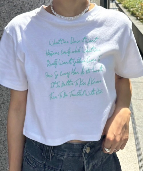 Unitage(ユニテージ)の「プリントショートTEE(Tシャツ/カットソー・レディース・カーキ/ホワイト/ブラック・FREE)」の10枚目の写真
