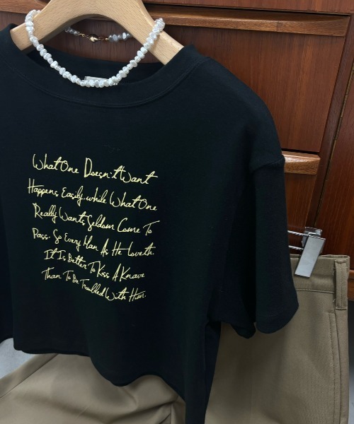 Unitage(ユニテージ)の「プリントショートTEE(Tシャツ/カットソー・レディース・カーキ/ホワイト/ブラック・FREE)」の12枚目の写真