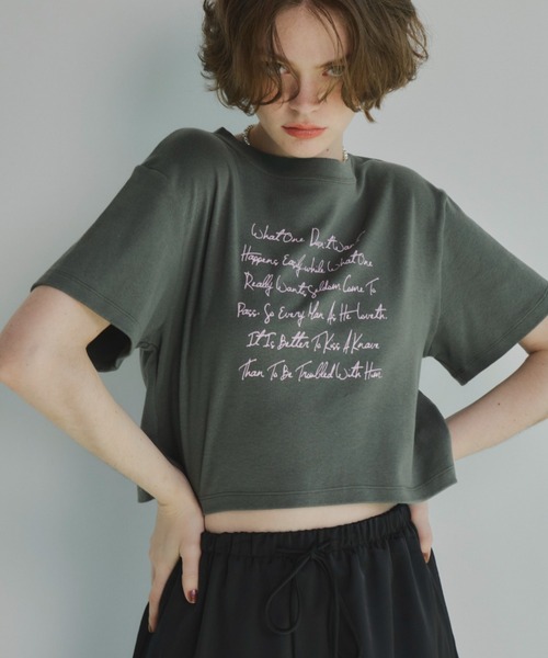 Unitage(ユニテージ)の「プリントショートTEE(Tシャツ/カットソー・レディース・カーキ/ホワイト/ブラック・FREE)」の15枚目の写真