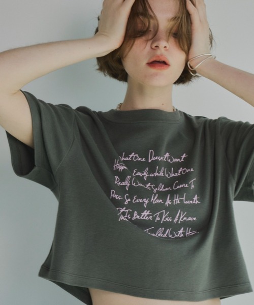 Unitage(ユニテージ)の「プリントショートTEE(Tシャツ/カットソー・レディース・カーキ/ホワイト/ブラック・FREE)」の13枚目の写真