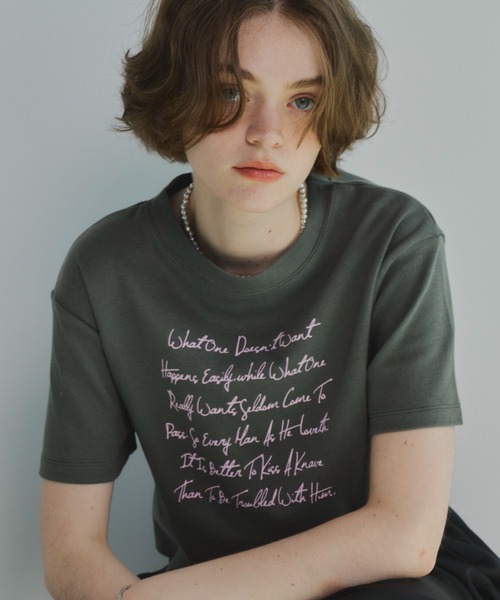 Unitage(ユニテージ)の「プリントショートTEE(Tシャツ/カットソー・レディース・カーキ/ホワイト/ブラック・FREE)」の14枚目の写真