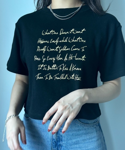 Unitage(ユニテージ)の「プリントショートTEE(Tシャツ/カットソー・レディース・カーキ/ホワイト/ブラック・FREE)」の17枚目の写真