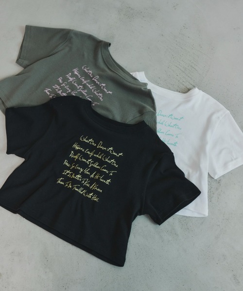 Unitage(ユニテージ)の「プリントショートTEE(Tシャツ/カットソー・レディース・カーキ/ホワイト/ブラック・FREE)」の16枚目の写真