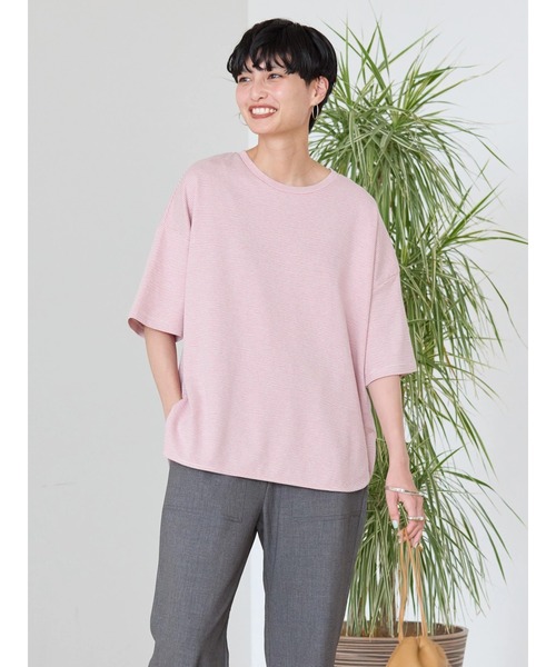 美品 WAAC ワック カットソー 袖メッシュ＆ドット柄 ストレッチ 美品 WAAC ワック カットソー 袖メッシュ＆ドット柄 ストレッチ