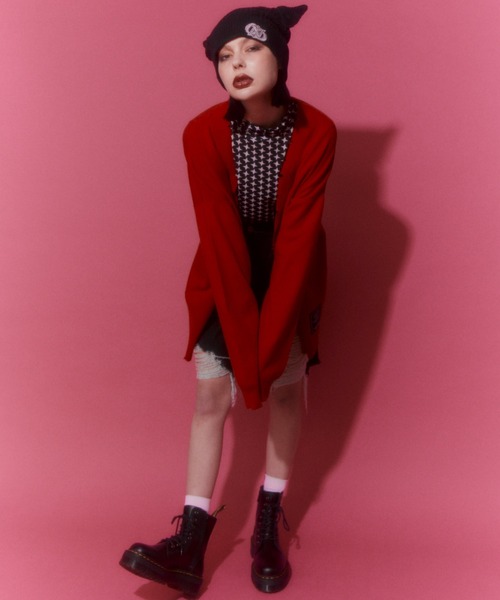 Candy Stripper（キャンディストリッパー）の「DAMAGE KNIT カーディガン（カーディガン/ボレロ・レディース・ヘザーグレー/ブラック/レッド・2）」の10枚目の写真