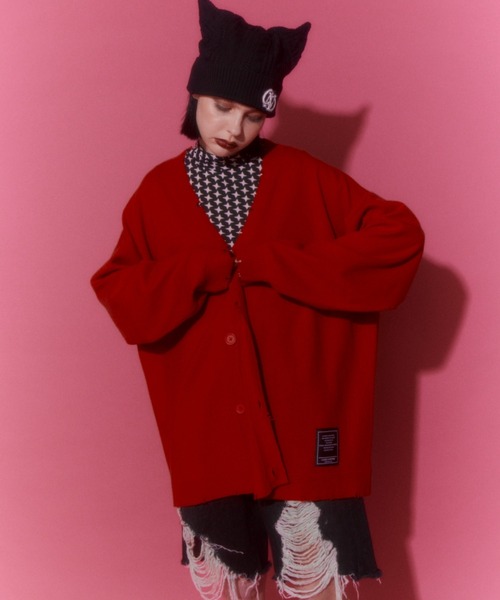 Candy Stripper（キャンディストリッパー）の「DAMAGE KNIT カーディガン（カーディガン/ボレロ・レディース・ヘザーグレー/ブラック/レッド・2）」の5枚目の写真