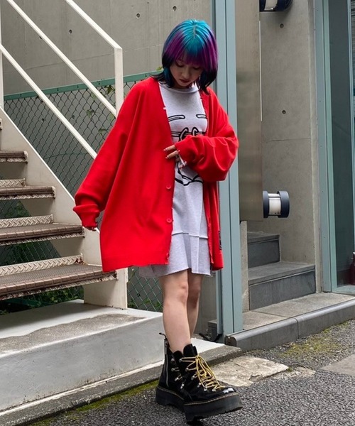 Candy Stripper（キャンディストリッパー）の「DAMAGE KNIT カーディガン（カーディガン/ボレロ・レディース・ヘザーグレー/ブラック/レッド・2）」の13枚目の写真