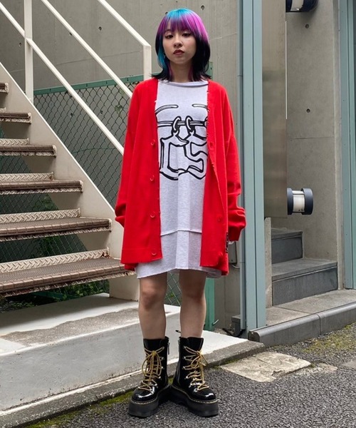 Candy Stripper（キャンディストリッパー）の「DAMAGE KNIT カーディガン（カーディガン/ボレロ・レディース・ヘザーグレー/ブラック/レッド・2）」の12枚目の写真