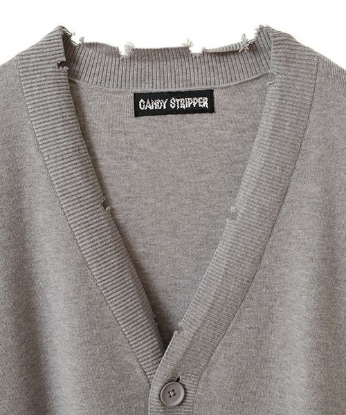 Candy Stripper（キャンディストリッパー）の「DAMAGE KNIT カーディガン（カーディガン/ボレロ・レディース・ヘザーグレー/ブラック/レッド・2）」の19枚目の写真