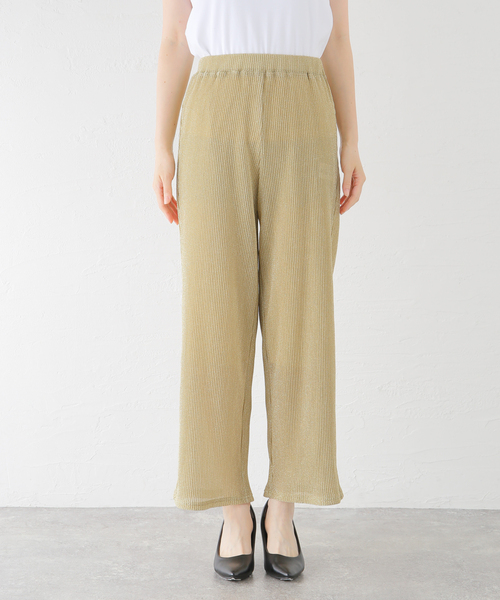Spick & Span(スピックアンドスパン)の「ラメセミワイドイージーパンツ(その他パンツ・レディース・シルバー/ブラック/ゴールド・36/38)」の4枚目の写真