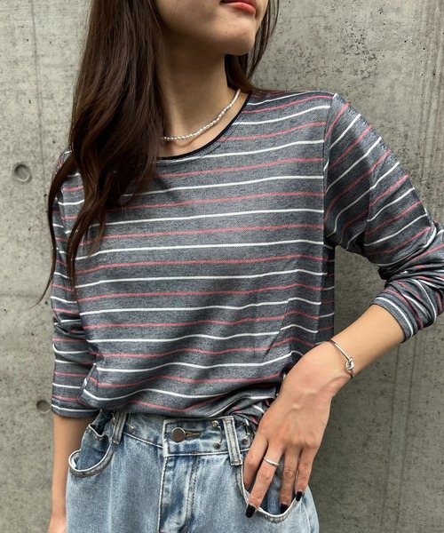 SETUP7(セットアップセブン)の「【SETUP7】ドライカノコ無地長袖Tシャツ /42835965/42835966 MNY(Tシャツ/カットソー・レディース・ネイビー/カーキ/ライトブルー/サックスブルー/ネイビー系2・M/L)」の4枚目の写真
