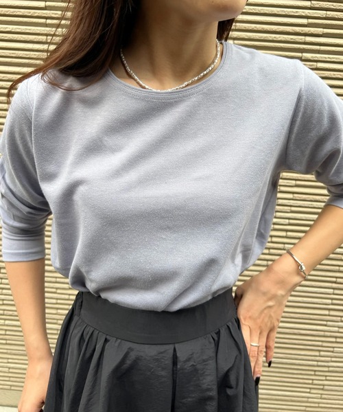 SETUP7(セットアップセブン)の「【SETUP7】ドライカノコ無地長袖Tシャツ /42835965/42835966 MNY(Tシャツ/カットソー・レディース・ネイビー/カーキ/ライトブルー/サックスブルー/ネイビー系2・M/L)」の3枚目の写真