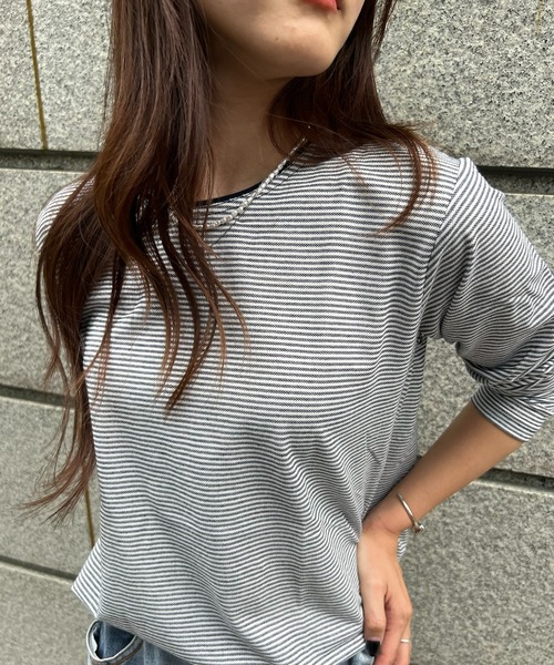 SETUP7(セットアップセブン)の「【SETUP7】ドライカノコ無地長袖Tシャツ /42835965/42835966 MNY(Tシャツ/カットソー・レディース・ネイビー/カーキ/ライトブルー/サックスブルー/ネイビー系2・M/L)」の8枚目の写真