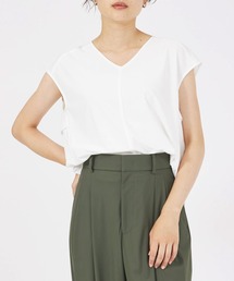 【接触冷感＆UVカット】クールトリコットブラウス/オフィスカジュアル/夏服/セットアップ対応