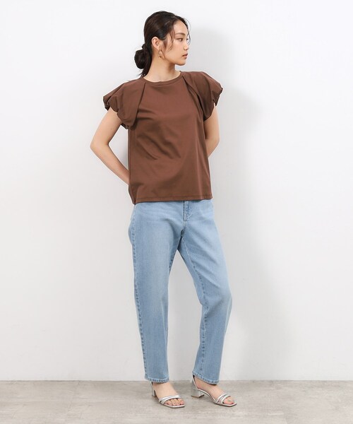 OPAQUE.CLIP（オペークドットクリップ）の「◆《美人百花掲載》バルーンスリーブカットソー【洗濯機洗い可】（Tシャツ/カットソー・レディース・ブラック/ダークブラウン/ホワイト・40/38/36）」の10枚目の写真