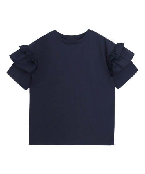 Pierrot(ピエロ)の「【イージーケア】肩フリルドッキングカットソー(Tシャツ/カットソー・レディース・ブラック/オフホワイト/ネイビー・M/L)」の10枚目の写真
