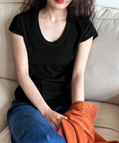 OSYAREVO(オシャレボ)の「ニット Tシャツ トップス(Tシャツ/カットソー・レディース・ミックスグレー/ブラック/ベージュ/ホワイト・FREE)」の9枚目の写真