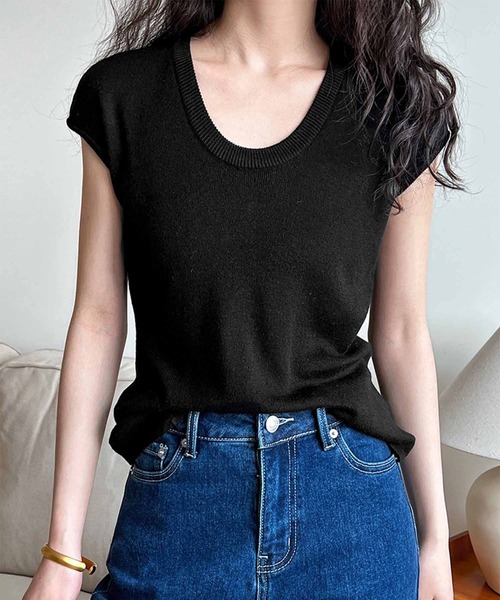 OSYAREVO(オシャレボ)の「ニット Tシャツ トップス(Tシャツ/カットソー・レディース・ミックスグレー/ブラック/ベージュ/ホワイト・FREE)」の8枚目の写真