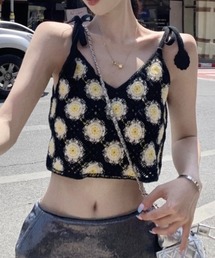 チョコミントエムズグレイシー　キャミソール 　 花柄　レース　ブラック　黒 ロマンティック小花柄レースキャミソール☆ - 大きいサイズの