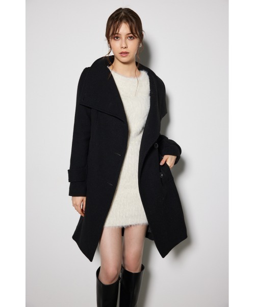 rienda黒25オーバーネックシンデレララインコートSリエンダブラック セール】オーバーネックシンデレララインコート 冬服