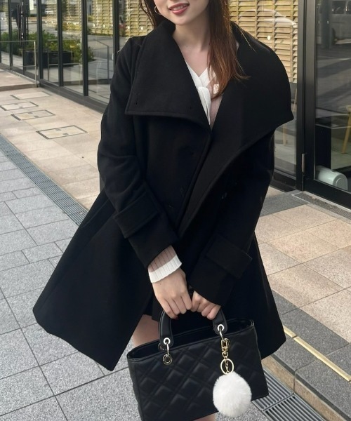 オーバーネックシンデレララインミニコート（チェスターコート