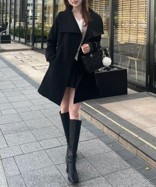 オーバーネックシンデレララインミニコート（チェスターコート