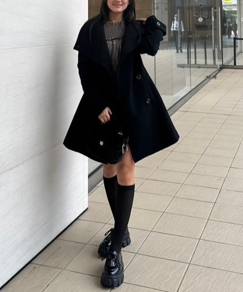 オーバーネックシンデレララインミニコート（チェスターコート