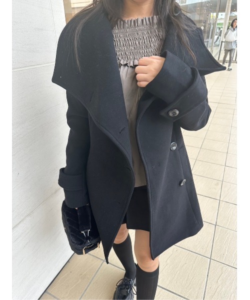 オーバーネックシンデレララインミニコート（チェスターコート