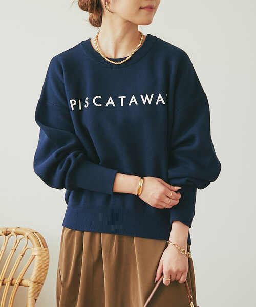 ★タグ付き未使用★定価3.2万★日本製★ ピノーレ　ツイードデザインニット セール】PISCATAWAYロゴニット（ニット/セーター）｜un dix cors