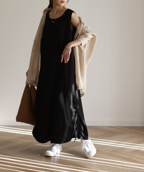 HUG.U（ハグユー）の「メッシュニット×ワンピ「2点セット」（ワンピース・レディース・ブラック/ホワイト/ライム・FREE）」の6枚目の写真