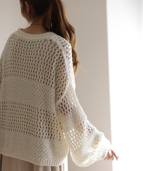 HUG.U（ハグユー）の「メッシュニット×ワンピ「2点セット」（ワンピース・レディース・ブラック/ホワイト/ライム・FREE）」の13枚目の写真