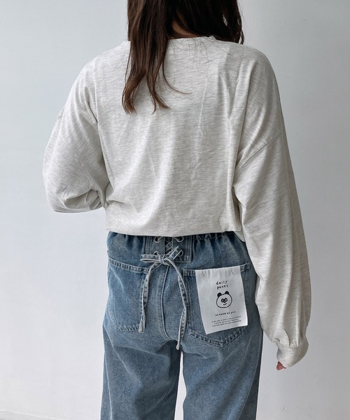 AS KNOW AS plus（アズノゥアズプラス）の「◇サガラ刺繍 ドッグプリントロンT（Tシャツ/カットソー・レディース・ネイビー/オフホワイト/オートミール/スミクロ・FREE）」の8枚目の写真